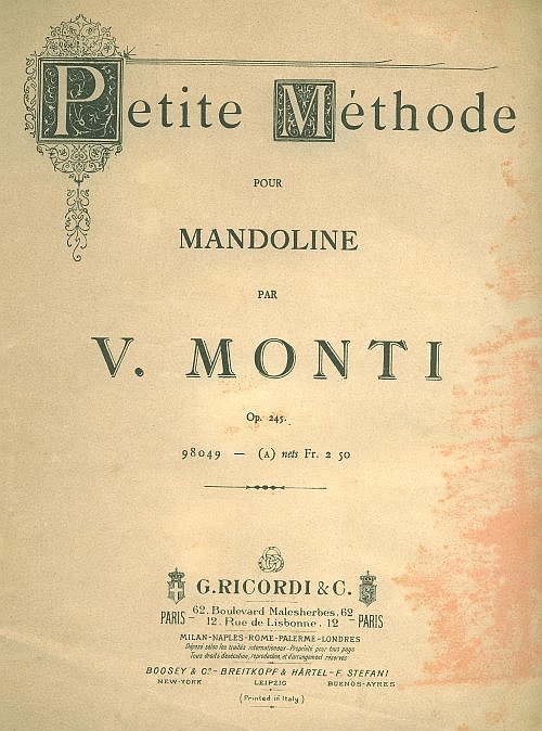 V. Monti - Petite Methode pour Mandoline - Inside Cover