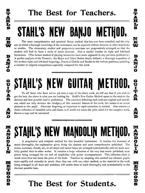 William C. Stahl - New Mandolin Method - Back Cover