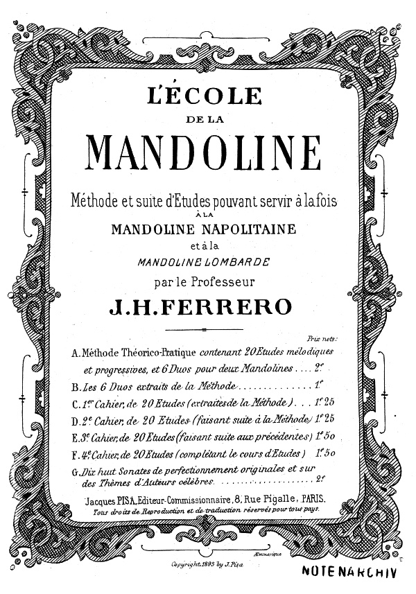 J. Humbert Ferrero - École de Mandoline - Etudes pour Mandoline